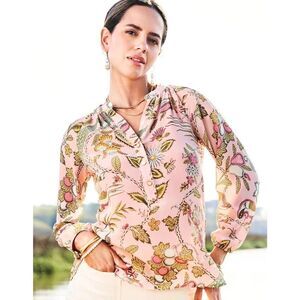SPARTINA 449 NWT Cora Silk Blouse Sugar Mill Peacock Pink Size XXL MSRP: $168